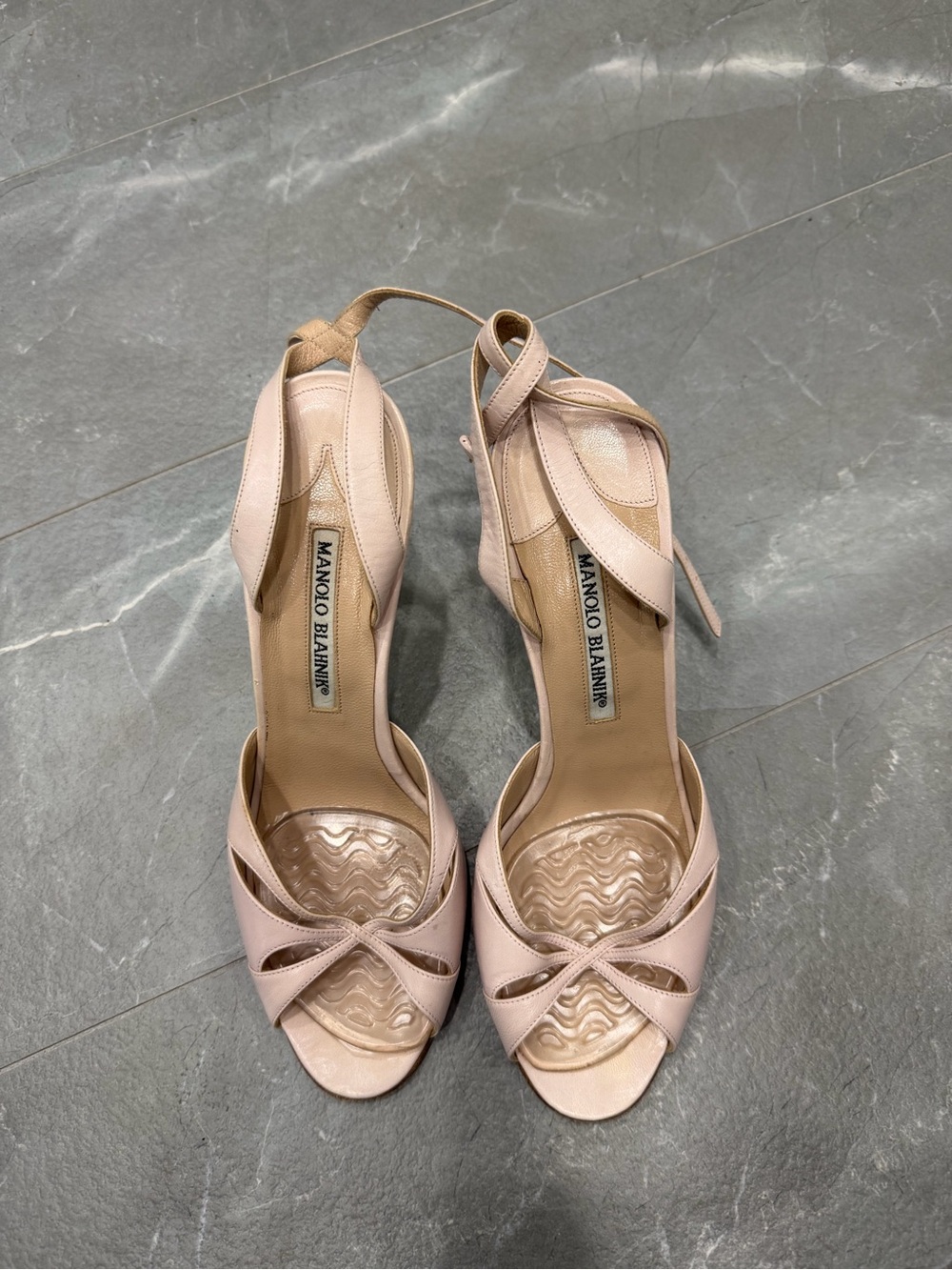 Manolo Blahnik Blush Pink Open-Toe Heels